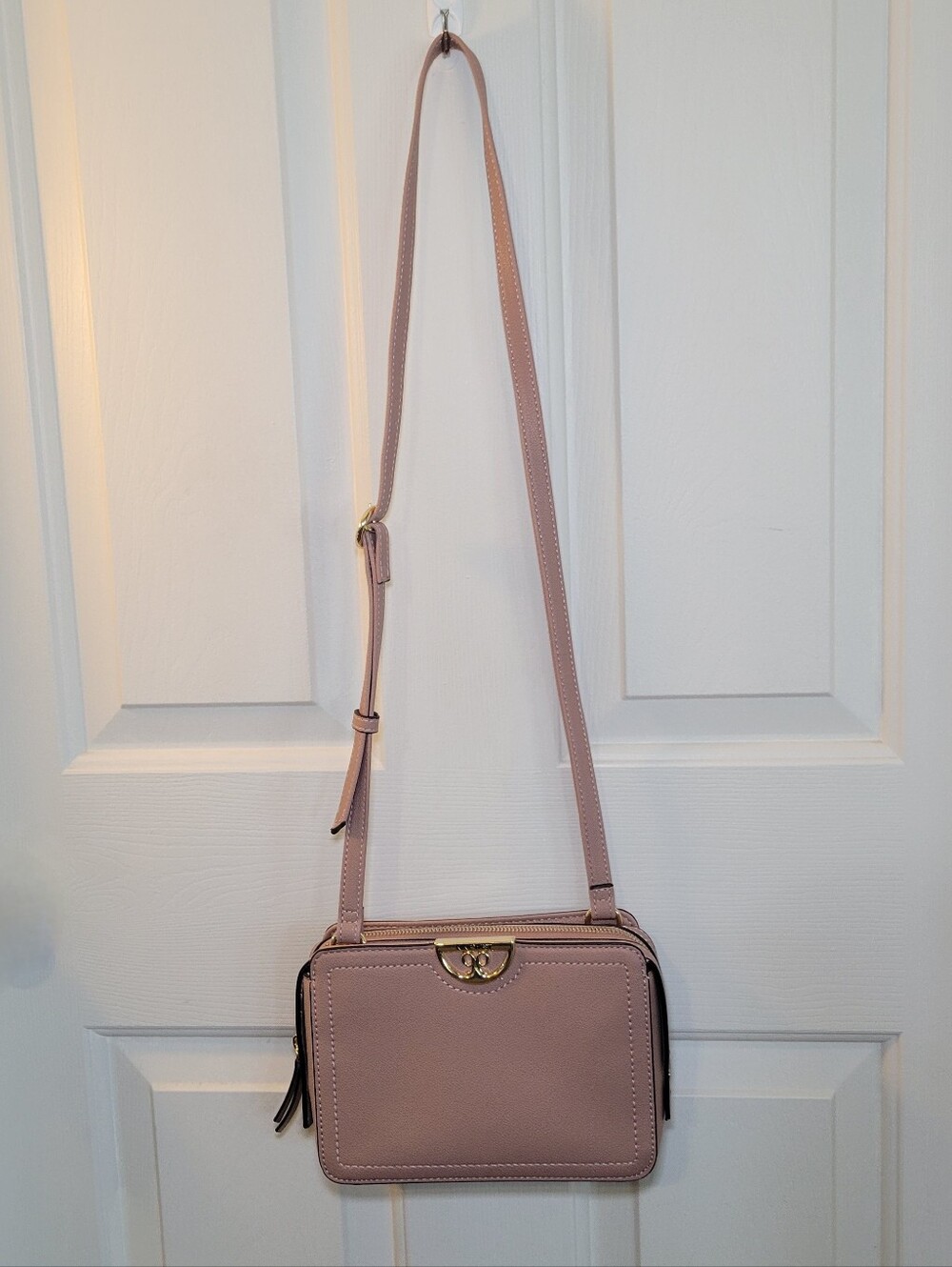 Nine West Blush Pink Crossbody Bag with Gold Accent